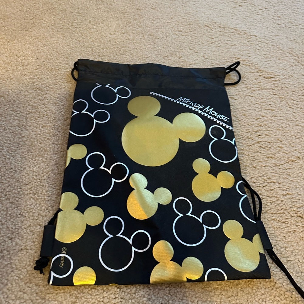 Disney Mickey Mouse Black and Gold Drawstring Bag